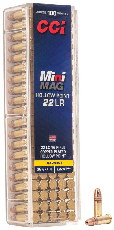 CCI Mini-mag HP LR - CCI Mini-Mag HP 22 LR 36 Grain (Varmint) – 100 rounds