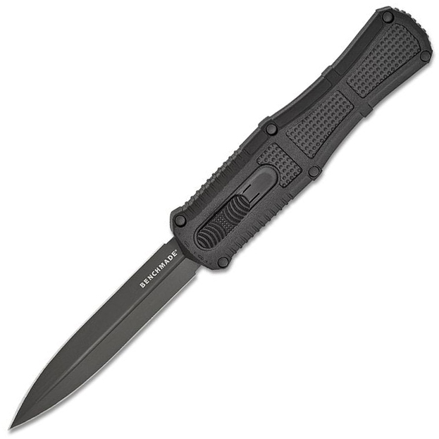 Benchmade 3370gy Claymore Auto - Benchmade 3370GY Claymore Auto OTF 3.89″ CPM-D2 Smoke Grey Double Edge Dagger – Black Grivor