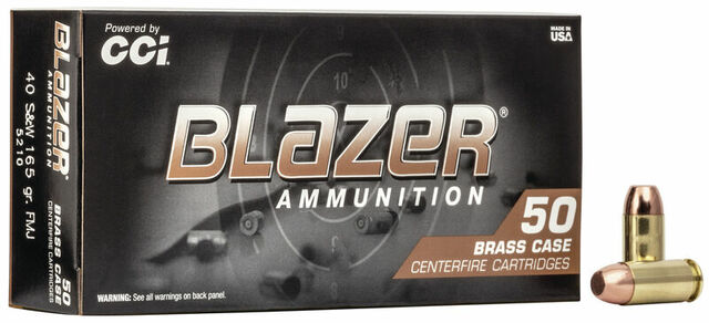 CCI Ammunition Blazer Brass - CCI Ammunition Blazer Brass .40 S&W 165 grain Full Metal Jacket – Box of 50