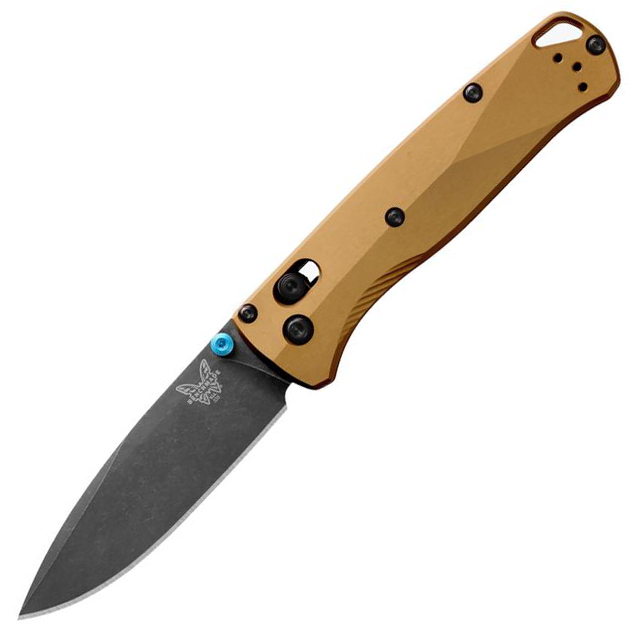 Benchmade 535BK-07 Bugout AXIS Folding Knife 3.24″ Black DLC Battlewashed Plain Blade – Burnt Brass