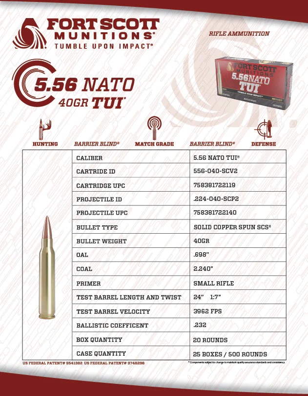 Fort Scott 5.56 40 Grain NATO SCS® TUI® – FREE SHIPPING ON $199+ - Image 3