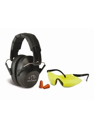 Walkers Safety Combo Kit Yellow Safety Glasses Black Folding Muffs – GWP-FM3GFP