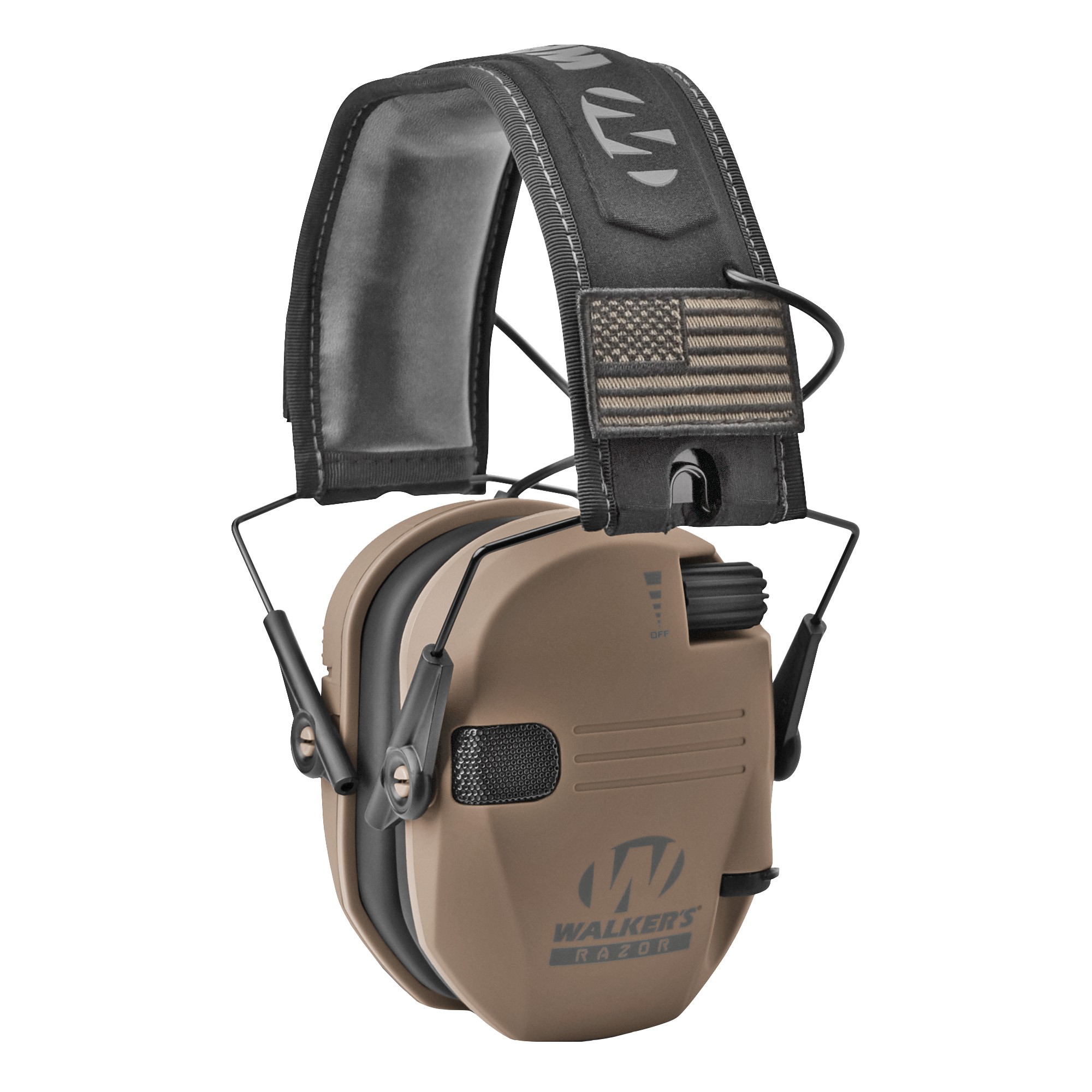Walker's Razor Slim Low Profile Electronic Earmuffs NRR 23dB Patriot Series FDE - GWP-RSEMPAT-FDE