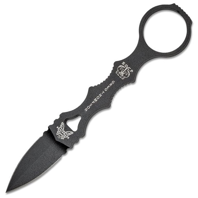 Benchmade 173bk Mini SOCP - Benchmade 173BK Mini SOCP Dagger 2.22″ Black Double Edge Blade, Black Sheath