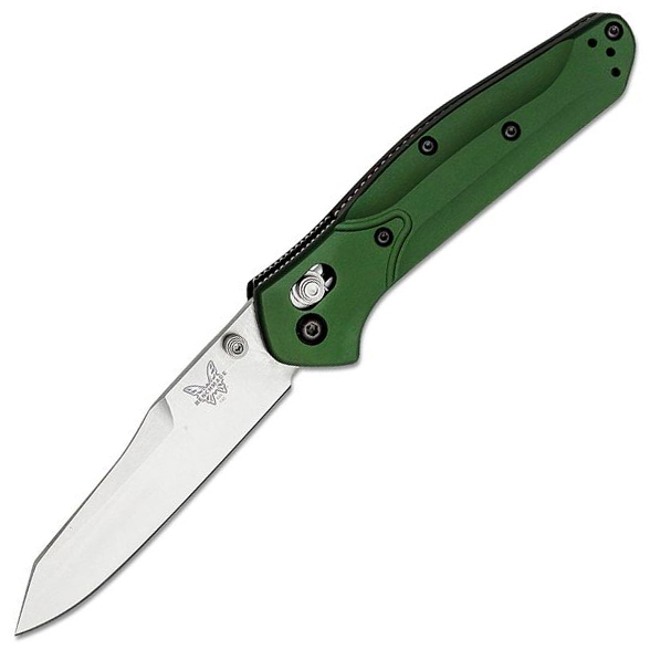 Benchmade Osborne Folding Knife - Benchmade 940 Osborne Folding Knife 3.4″ S30V Satin Plain Blade AXIS/Crossbar Lock – Green 