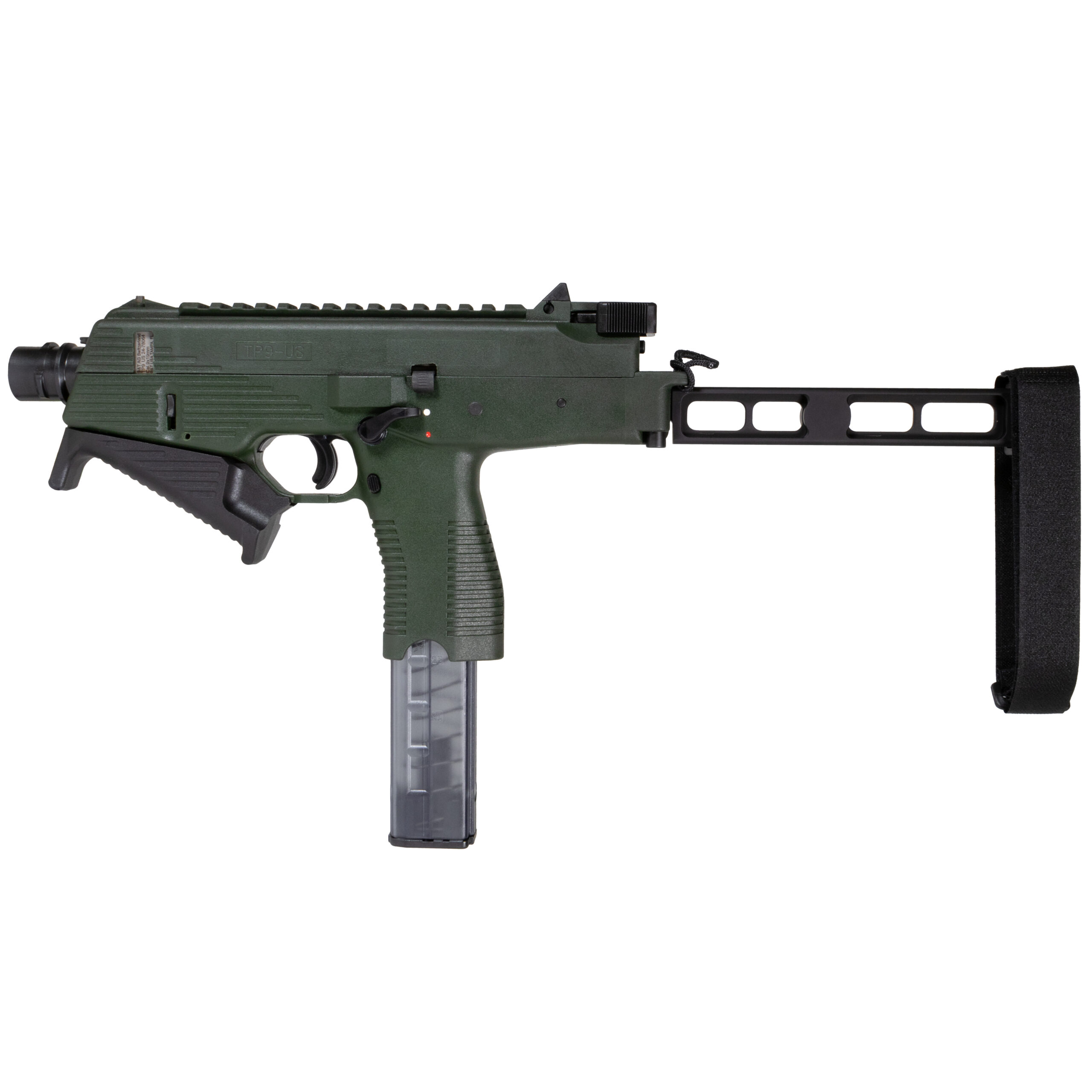 B&T USA TP9 9mm 5.10″ Pistol w/ Folding Brace – OD Green