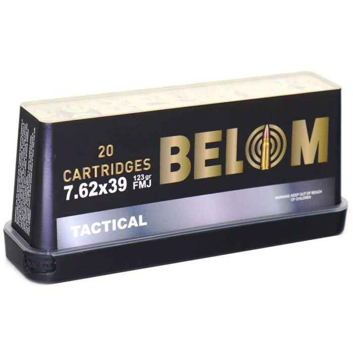Belom Tactical 7.62x39mm Ammo - Belom Tactical 7.62x39mm Ammo 123gr Brass FMJ – 20 Round Box