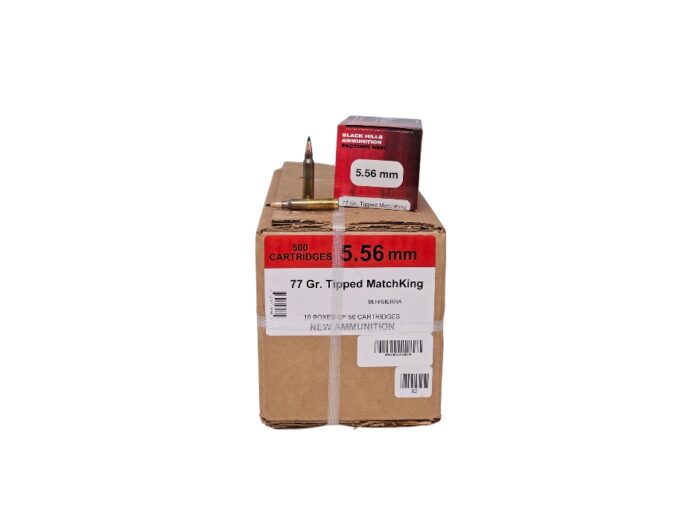Black Hills 5.56x45mm CASE 77 Grain Tipped Match King - 500 Rounds (CASE) D556N19
