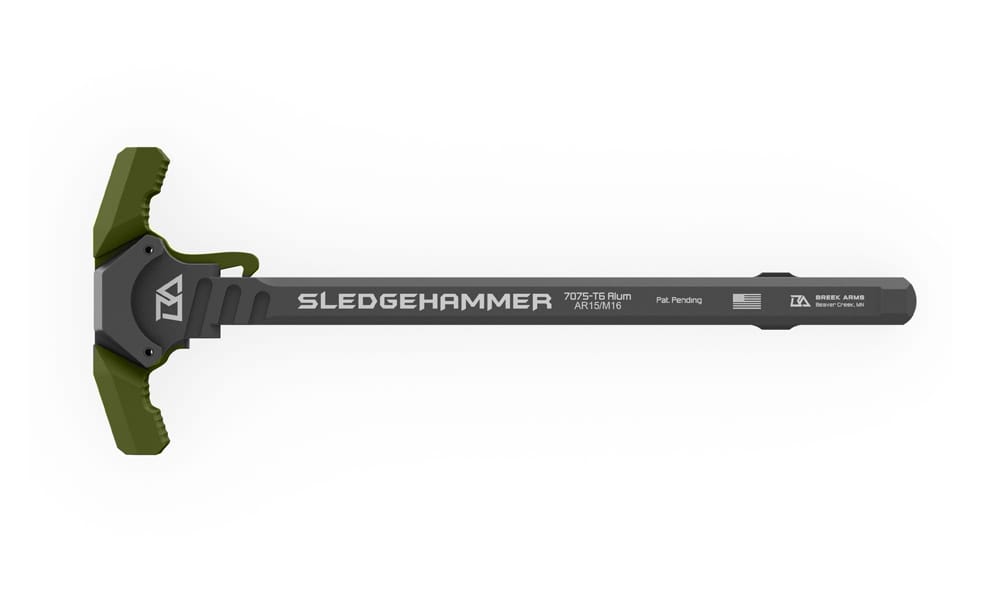 Breek Arms AR15 SLEDGEHAMMER Ambi Gas Blocking Charging Handle - Green