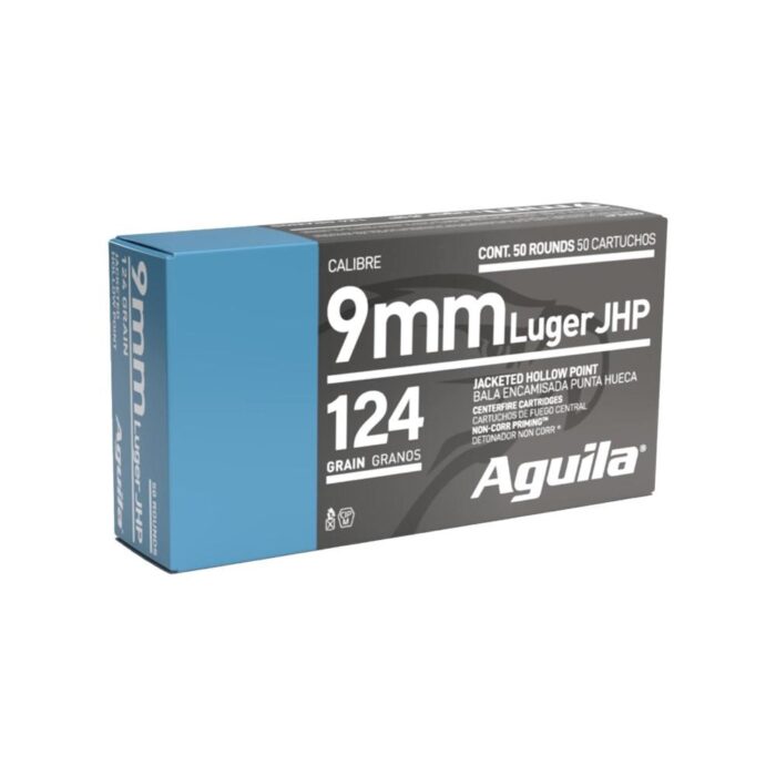 Aguila Luger Gr JHP - Aguila 9mm Luger 124 gr JHP 50ct