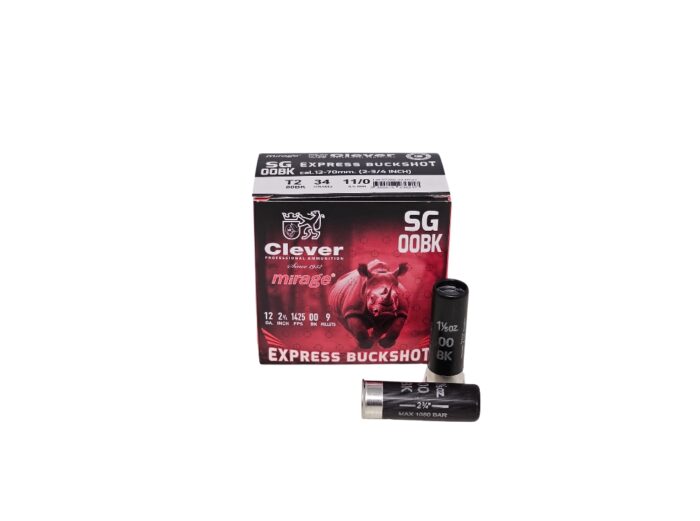 Clever Express 12 Gauge - Clever Express 12 Gauge 2 3/4″ 9 Pellet 00-Buck 1425FPS – 25 Rounds (Box) CMBK1200