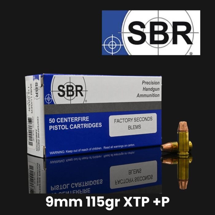 SBR 9mm +P 115gr XTP-JHP Ammo (Blems)