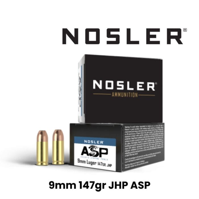 Nosler 9mm 147gr JHP ASP Suppressor Ready – 50 Round Box