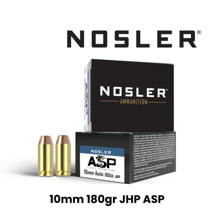 Nosler 10mm 180gr JHP ASP – 50 Round Box