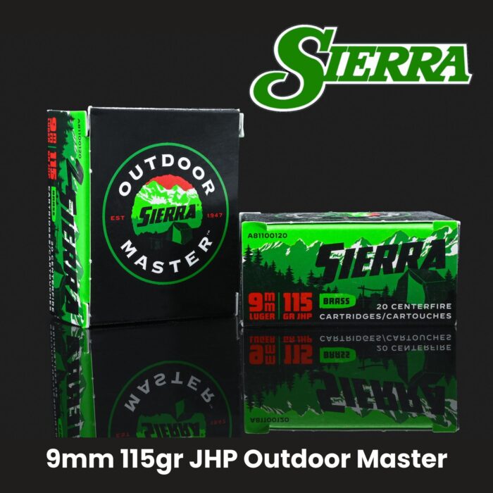 Sierra 9mm 115gr JHP Outdoor Master Ammo – 20 ct Box