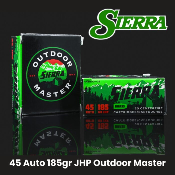 Sierra 45 Auto 185gr JHP Outdoor Master Ammo – 20 ct Box