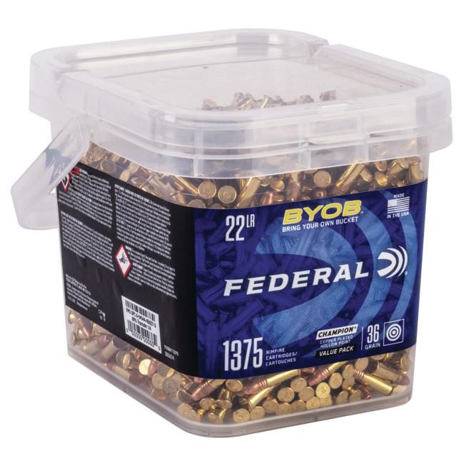 Federal Champion Byob .22lr - Federal Champion BYOB .22LR 36 Grain CP Hollow Point – 1375 Round Bucket
