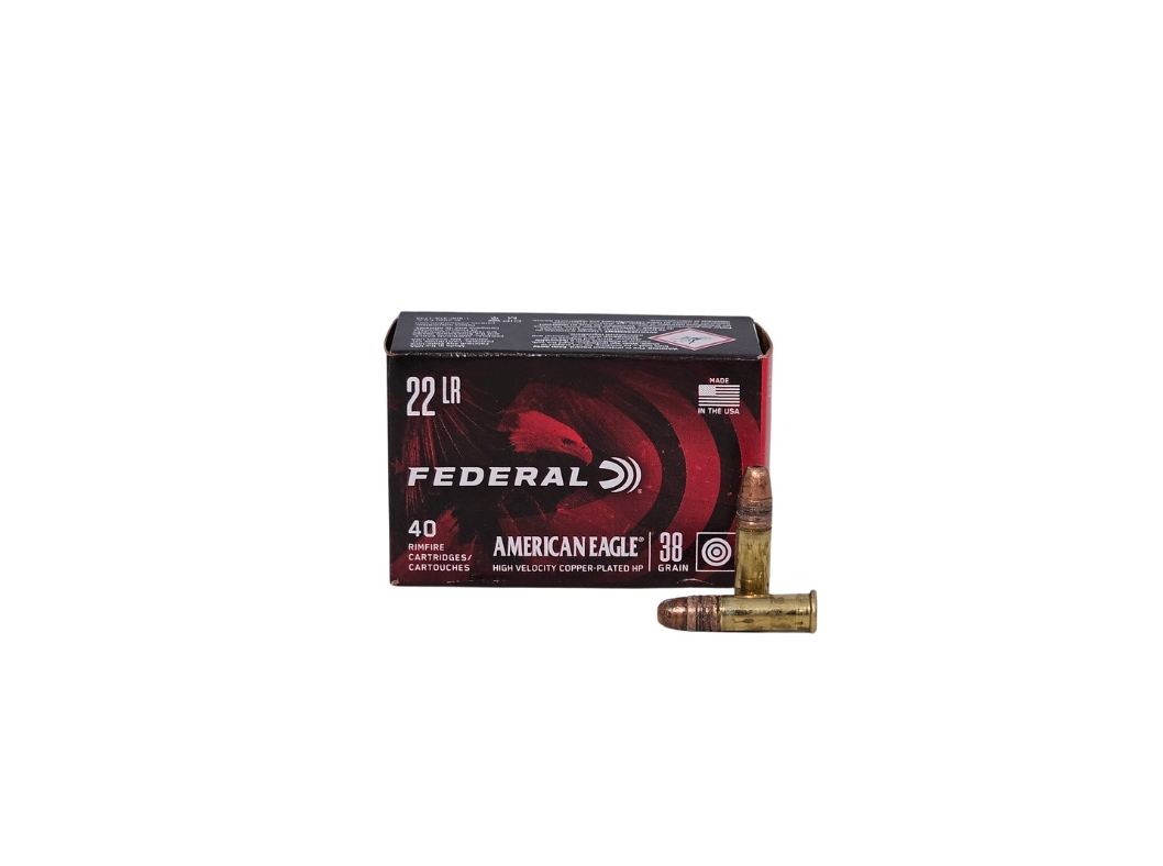 Federal 22lr Ammo - Federal .22LR 38 Grain Copper Plated Hollow Point – 40 Rounds (Box) AE22