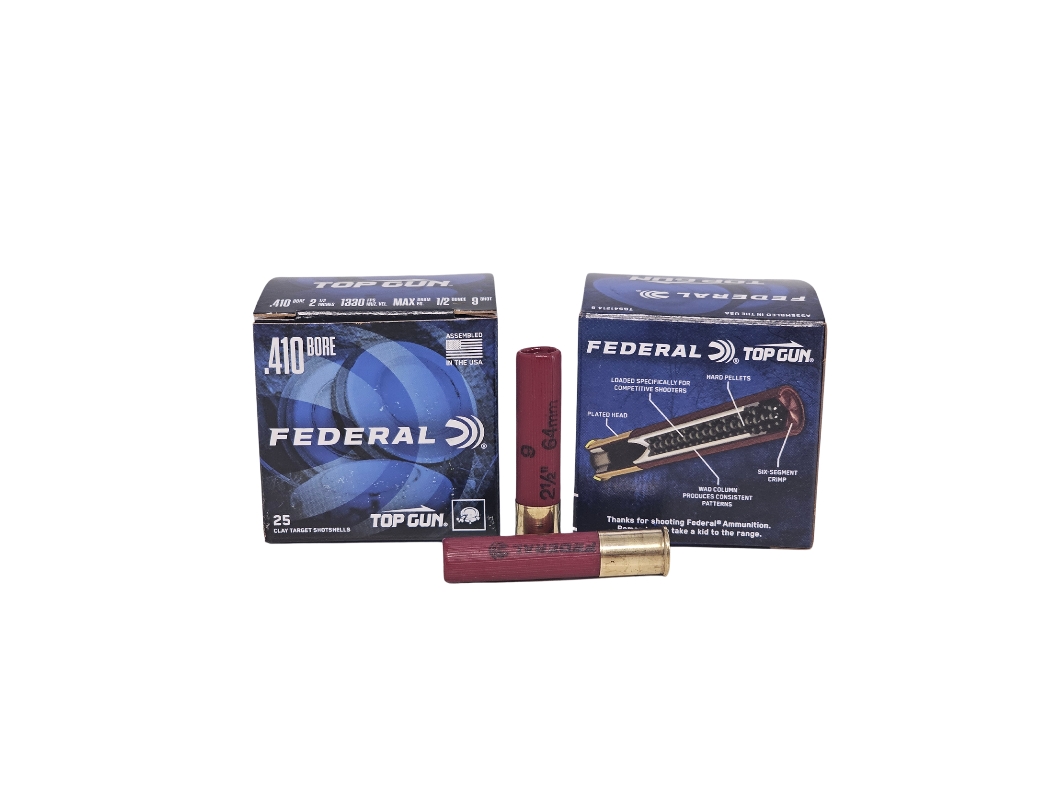 Federal Top Gun .410 Bore 2.5″ 1/2oz. #9 Shot 1330 FPS – 25 Rounds (Box) TGS412149