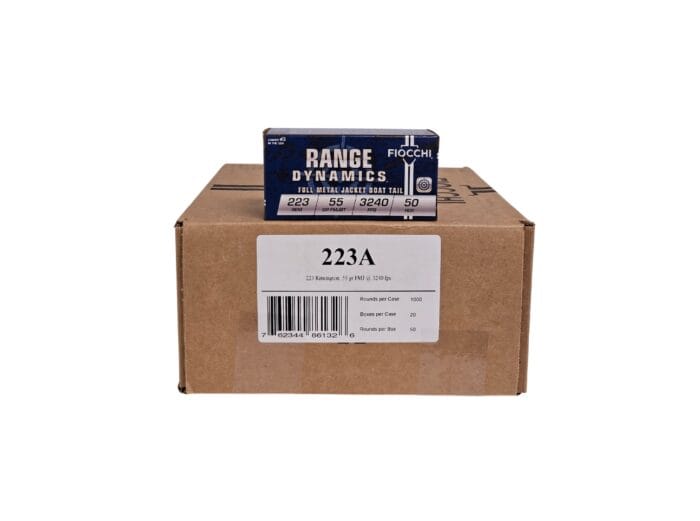 Fiocchi .223 Remington CASE 55 Grain FMJ Boat Tail - 1,000 Rounds (CASE) 223A