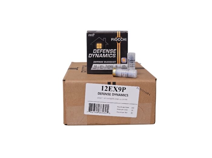 Fiocchi Defense 12 Gauge - Fiocchi Defense Dynamics 12 Gauge CASE #1-Buckshot 2-3/4″ 9 Pellet 1,250fps – 250 Rounds (CASE) 12