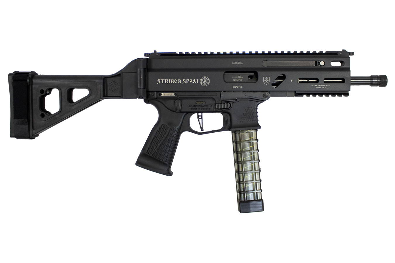 Grand Power Stribog SP9A1 9mm 8″ Pistol w/ SB Brace