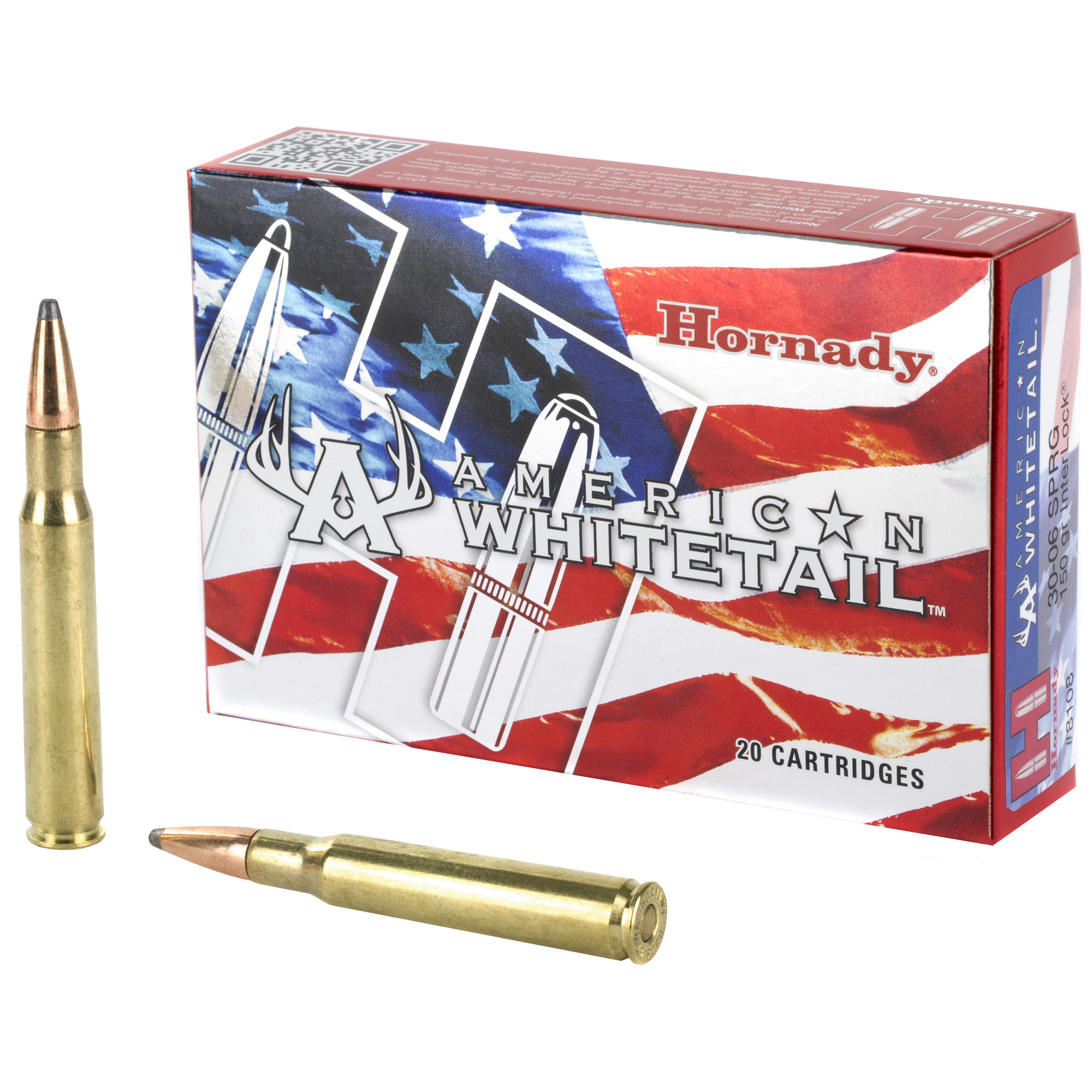 Hornady American Whitetail Ammunition 30-06 Springfield 150 Grain Interlock Spire Point - Box of 20