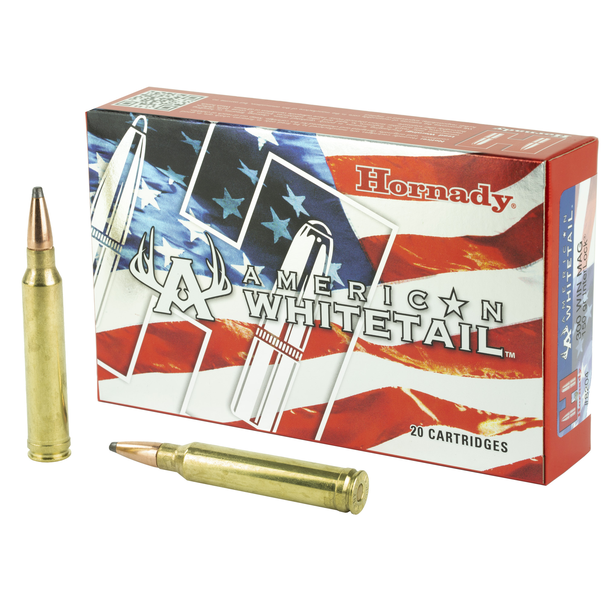 Hornady American Whitetail Win - Hornady American Whitetail .300 Win Mag 150 Grain Soft Point Interlock – 20 Round Box