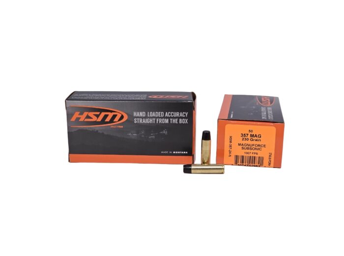 Hsm Magnuforce Subsonic Mag - HSM MAGNUFORCE Subsonic .357 Mag 230 Grain Hi-Tek Lead Flat Nose – 50 Rounds (Box) 357-24-N