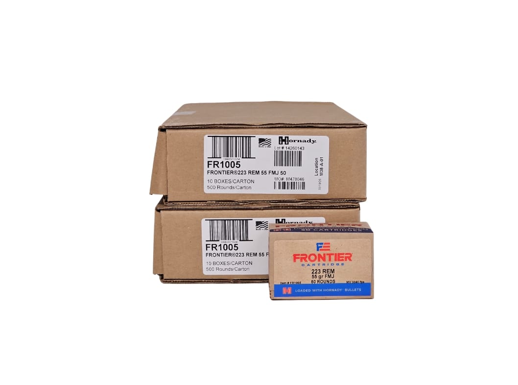 Hornady 223 Rem - Hornady .223 Rem 55 Grain Full Metal Jacket – 1,000 Rounds (2 CASES) FR1005