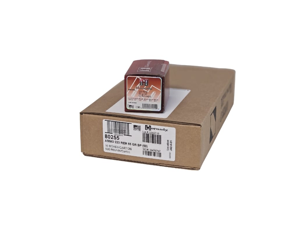 Hornady Custom 223 Rem - Hornady Custom .223 Rem CASE 55 Grain Jacketed Soft Point – 500 Rounds (CASE) 80255