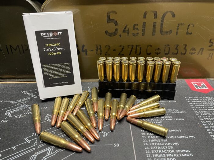 Subsonic 7.62x39mm Remanufactured Detroit - Subsonic 7.62x39mm Remanufactured Detroit Ammo Co. Cycling Rifle Ammo 220gr 20/bo