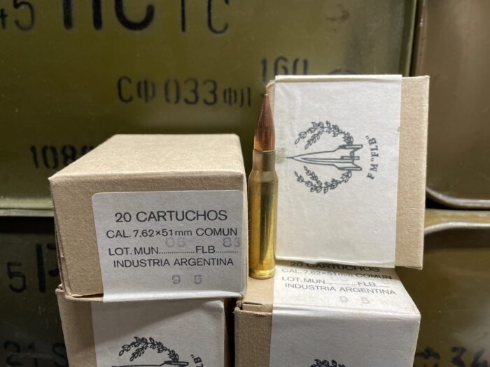 Argentina Portuguese 7.62x51mm NATO - Argentina / Portuguese 7.62x51mm NATO Ammo 147gr FMJ Surplus Non-Corrosive 20 Rounds (N