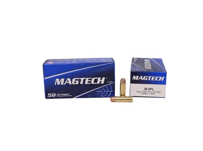 Magtech 38 Special 130gr - Magtech .38 Special 130 Grain Full Metal Jacket Flat Point – 50 Rounds (Box) 38T