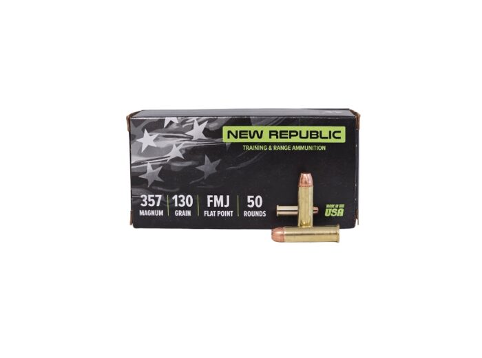 Republic Mag Grain FMJ - New Republic .357 Mag 130 Grain FMJ Flat Point – 50 Rounds (Box)