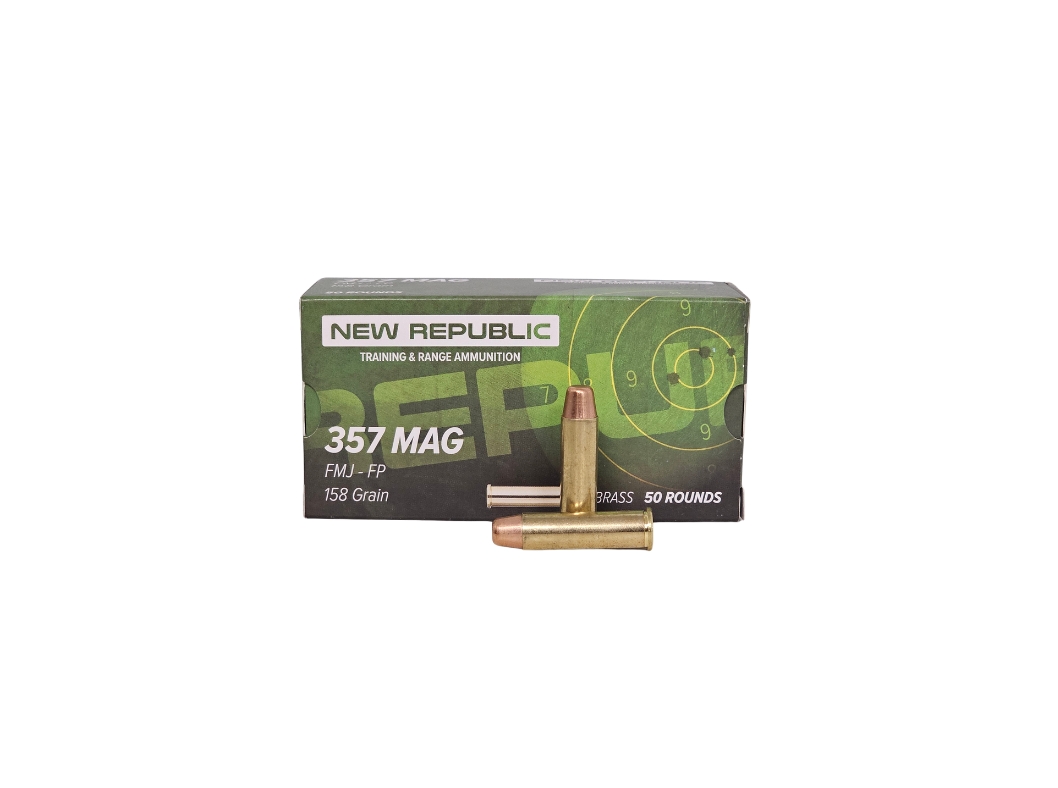 Republic Mag Grain Full - New Republic .357 Mag 158 Grain Full Metal Jacket – 50 Rounds (Box) RTR357BR
