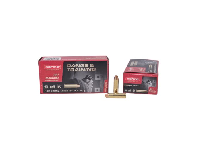 Norma 357 Magnum - Norma .357 Magnum Increased Velocity 158 Grain Full Metal Jacket – 50 Rounds (Box) 620640050