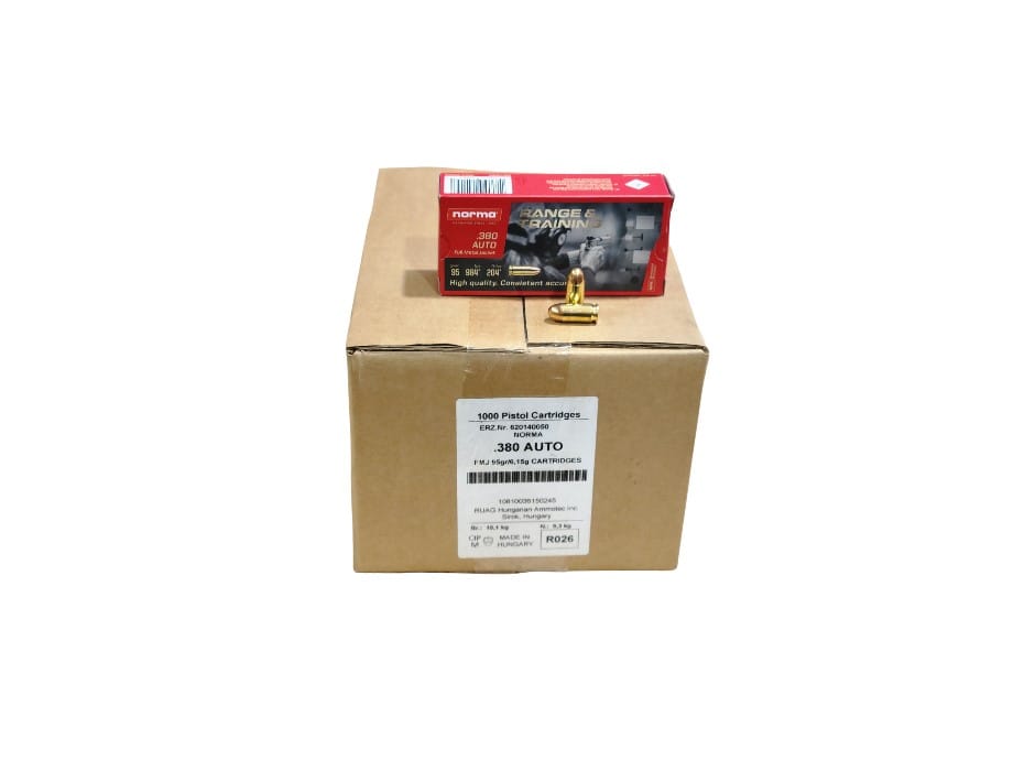 Norma .380 Auto CASE 95 Grain Full Metal Jacket – 1,000 Rounds (CASE)