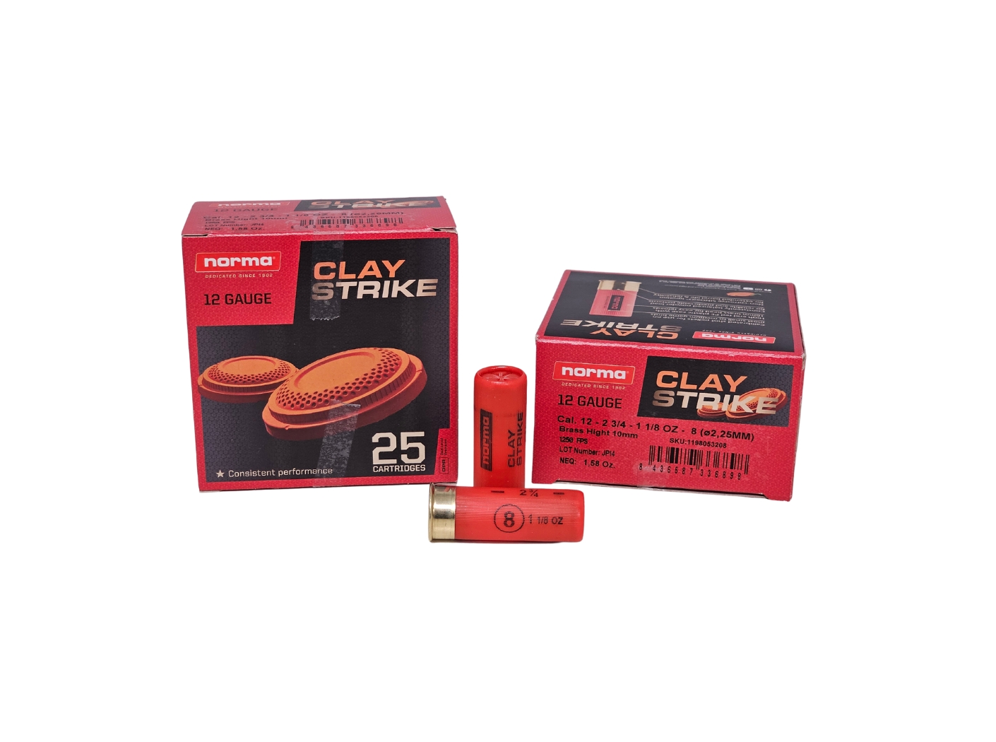 Norma Claystrike 12 Gauge 25 Rounds 8 - Norma CLAYSTRIKE 12 Gauge 2.75″ 1 1/8oz #8 Shot – 25 Rounds (Box) [NO TAX outside Tex