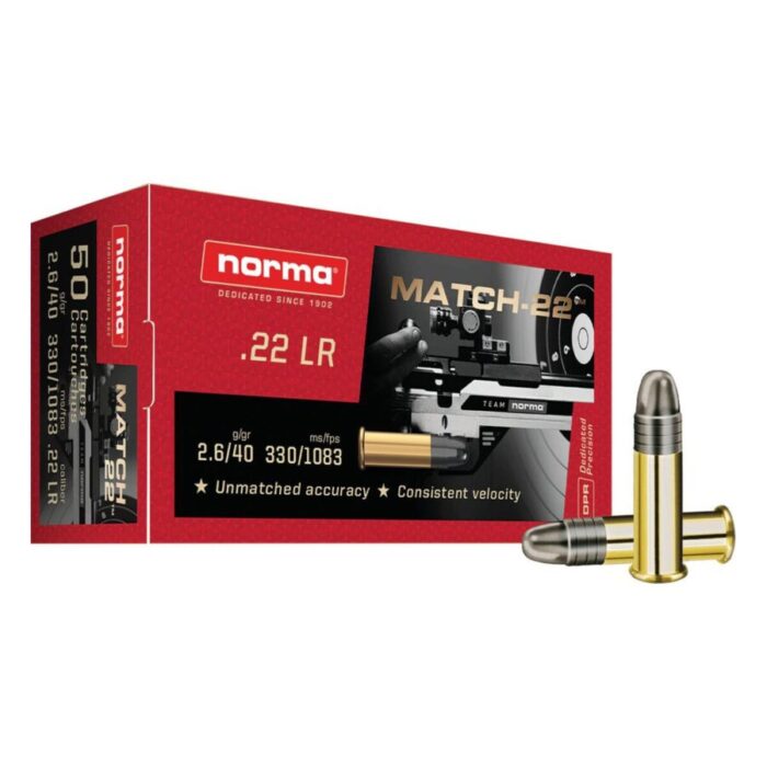 Norma Match-22 40gr Long - Norma Match-22 40gr 22 Long Rifle Ammo