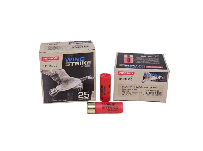 Norma Wingstrike 12 Gauge 25 Rounds No - Norma Wingstrike STEEL 12 Gauge 3″ 1 1/4 oz #2 Shot 1350 FPS lead-free – 25 Rounds (