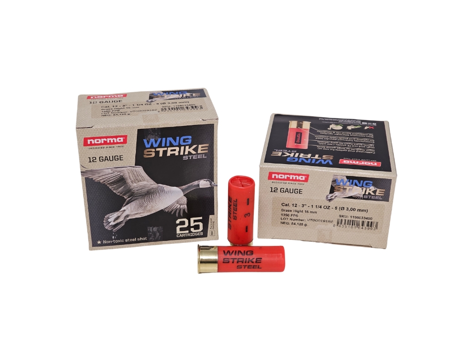 Norma Wingstrike 12 Gauge 25 Rounds 1198033450 - Norma Wingstrike STEEL 12 Gauge 3″ 1 1/4 oz #5 Shot 1350 FPS lead-free – 25