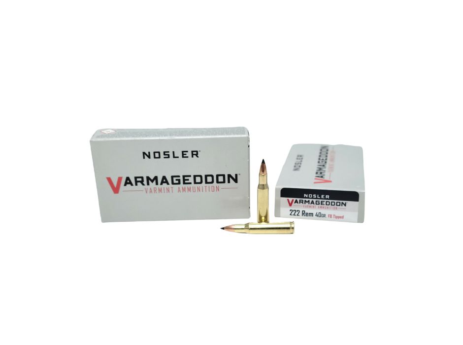 Nosler Varmageddon Rem Grain - Nosler Varmageddon .222 Rem 40 Grain Flat Base Tipped – 20 Rounds (Box) 65135