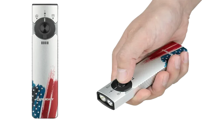 Olight Arkfeld Pro Stars - Olight Arkfeld Pro Flat EDC Flashlight with LED Light UV and Laser | 5700k-6700k | Stars & Stripes