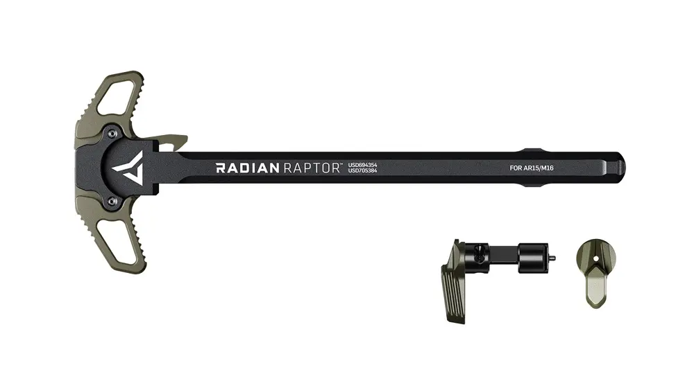 Radian Raptor AR15 Ambi Charging Handle & Talon 45/90 2-Lever Ambi Safety Selector Combo – OD Green