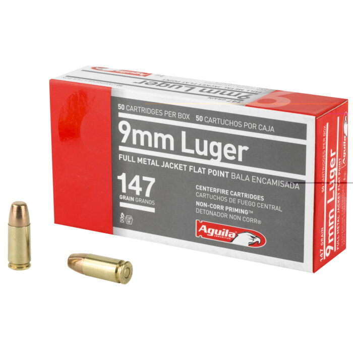 Aguila 147gr Full Metal - Aguila 9mm 147gr Full Metal Jacket Flat Point 50CT
