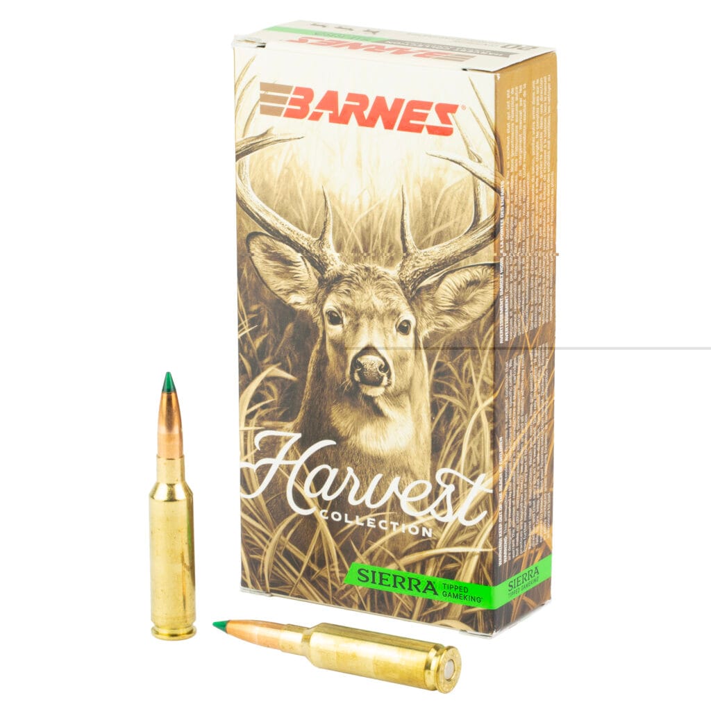 Box of Barnes Harvest 6.5 Creedmoor 140 grain ammunition with two cartridges