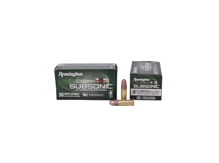 Remington Subsonic Ammo - Remington SUBSONIC .22 Long Rifle 40 Grain Copper Plated Hollow Point – 50 Rounds (Box) S22HPA