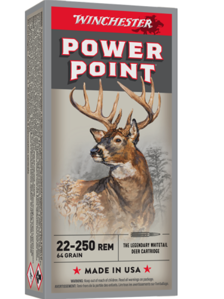 Winchester Power Point 22-250rem - Winchester Power Point 22-250Rem 64gr PP