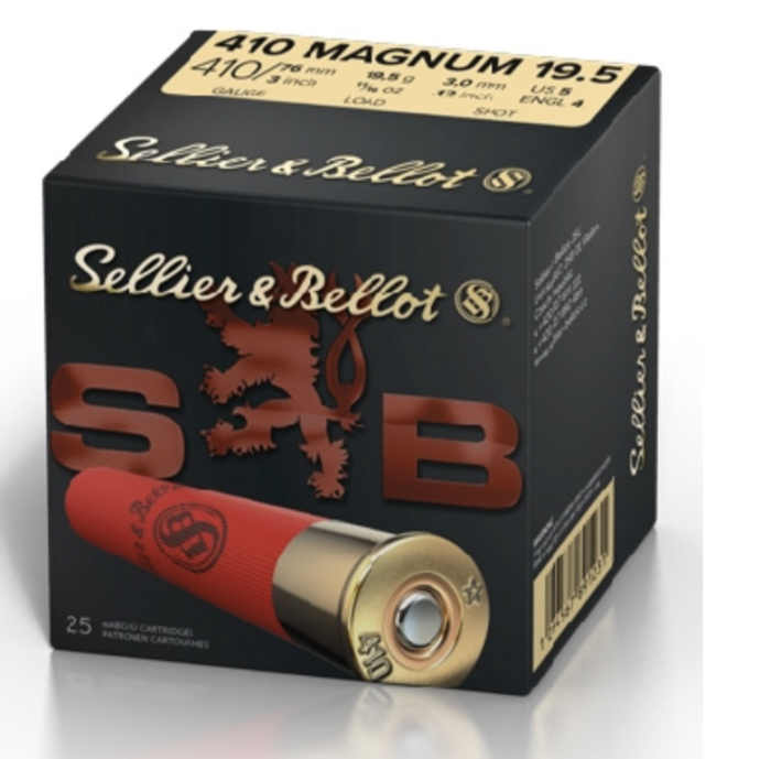 S&B Sellier & Bellot 410 gauge 3" 410 Magnum 3.0mm 19.5g UK#4, US#5